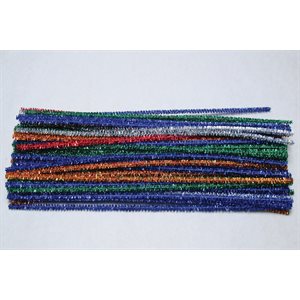 Pipe Cleaners 12" TINSEL Assorted ~PKG 100