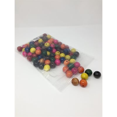 Coloured Beads Wood 24mm ~PKG 100