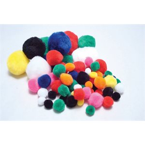 Classpack Poms Assorted Sizes & Colours ~PKG 1000