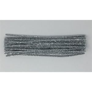 Pipe Cleaners TINSEL SILVER ~PKG 50