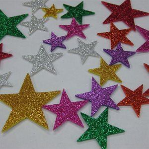 Sticker Foam Shapes Glitter STARS ~PKG 60