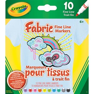 Crayola Fabric Markers Fine Line ~BOX 10
