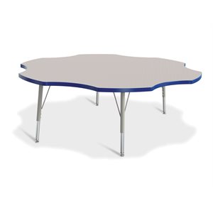 Prism Table, Elementary- Gray / Blue / Gray 60" Six Leaf ~EACH
