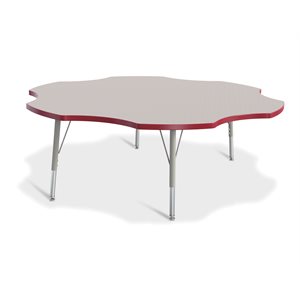 Prism Table, Elementary- Gray / Red / Gray 60" Six Leaf ~EACH