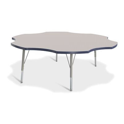 Prism Table, Elementary- Gray / Navy / Gray 60" Six Leaf ~EACH