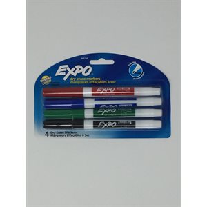 Expo Fine Tip Dry Erase Low Odor ASST'D ~PKG 4