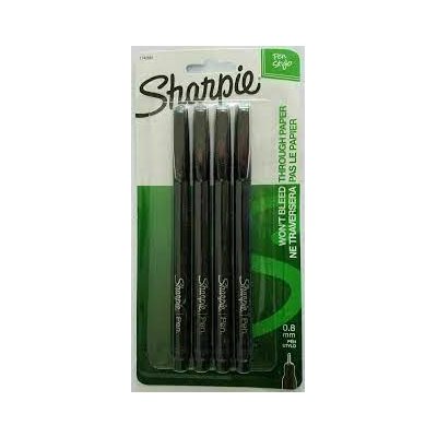 Sharpie Fine Point Pens BLACK ~PKG 4